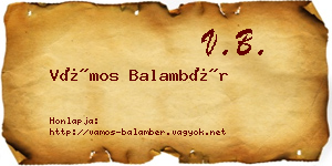 Vámos Balambér névjegykártya